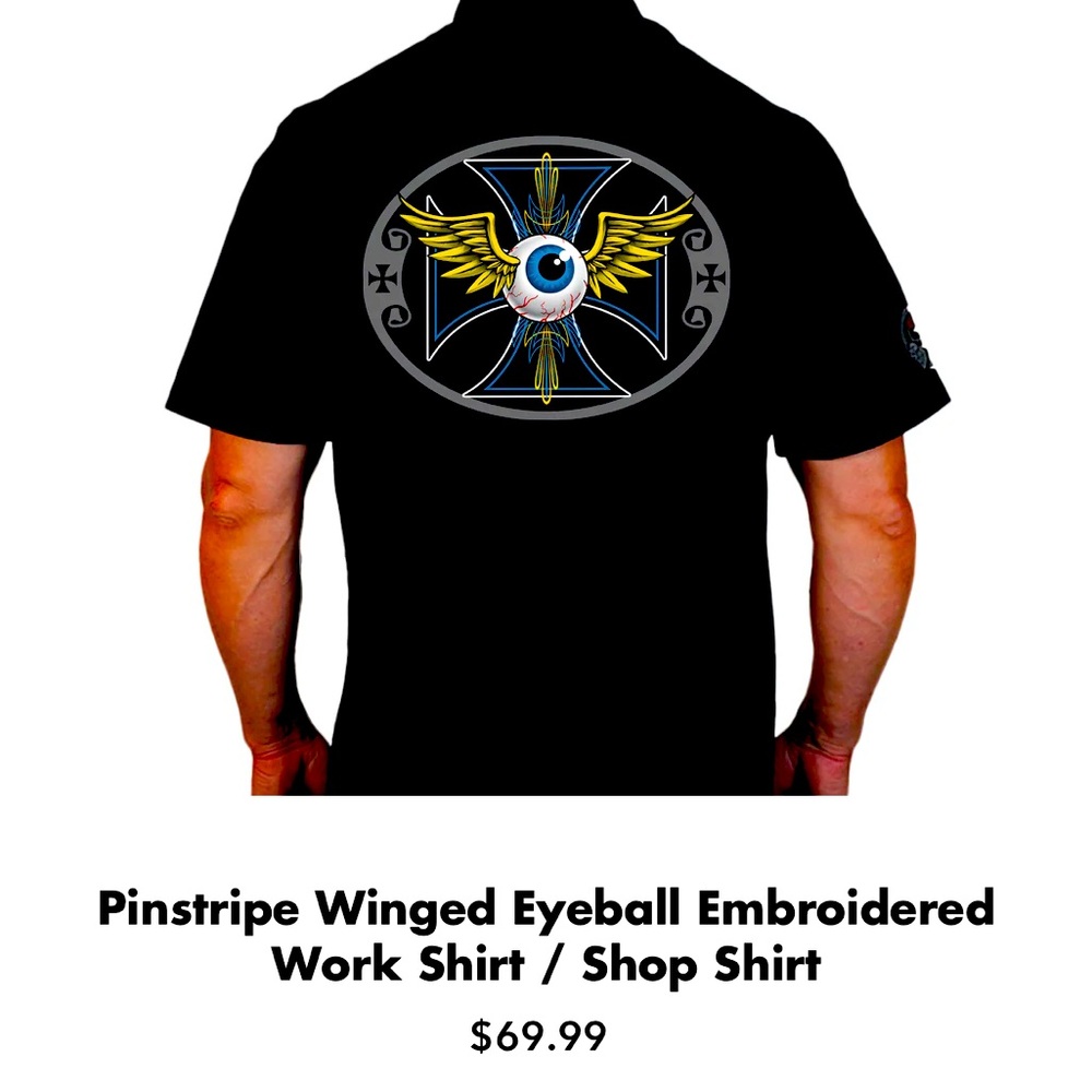 🇺🇸Winged Eyeball Work Shirt by Lethal Threats size M. Made in the USA 🇺🇸